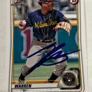 ZAVIER WARREN SIGNED 2020 BOWMAN DRAFT PROSPECT ROOKIE CARD AUTO