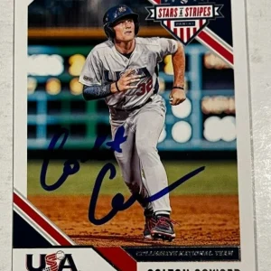 COLTON COWSER SIGNED 2020 PANINI USA BASEBALL STARS & STRIPES ROOKIE CARD AUTO