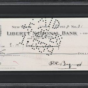 1928 Richard E Byrd Signed Check PSA/DNA 7 Graded