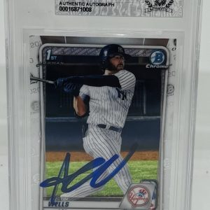 AUSTIN WELLS SIGNED 2020 BOWMAN CHROME DRAFT BASEBALL CARD BECKETT BAS AUTO