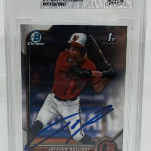 JACKSON HOLLIDAY SIGNED 2022 BOWMAN CHROME DRAFT ROOKIE CARD BECKETT BAS AUTO