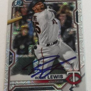 ROYCE LEWIS SIGNED 2021 BOWMAN CHROME MOJO PROSPECT BASEBALL CARD AUTO