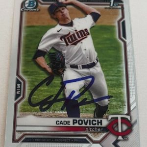 CADE POVICH SIGNED 2021 BOWMAN CHROME DRAFT PROSPECT BASEBALL ROOKIE CARD AUTO
