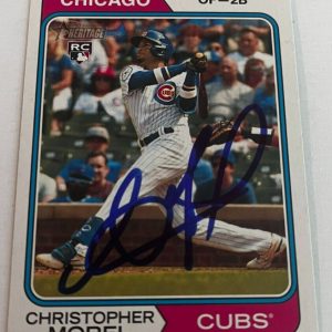 CHRISTOPHER MOREL SIGNED 2023 TOPPS HERITAGE BASEBALL CARD AUTO