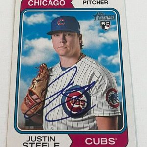 JUSTIN STEELE SIGNED 2023 TOPPS HERITAGE BASEBALL CARD AUTO