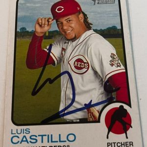 LUIS CASTILLO SIGNED 2022 TOPPS HERITAGE BASEBALL CARD AUTO