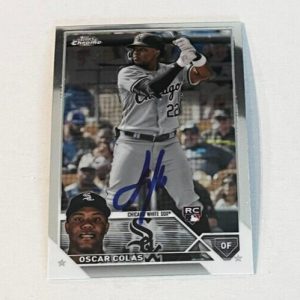 OSCAR COLAS SIGNED 2023 TOPPS CHROME BASEBALL CARD AUTO
