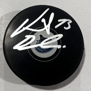 VINCENT DESHARNAIS SIGNED VANCOUVER CANUCKS HOCKEY PUCK W/ CASE COA