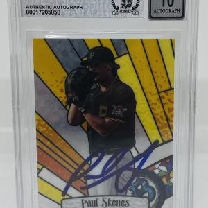 PAUL SKENES SIGNED 2023 BOWMAN CHROME DRAFT GLASS BASEBALL CARD BECKETT BAS AUTO