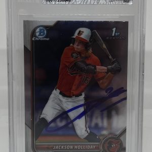 JACKSON HOLLIDAY SIGNED 2022 BOWMAN CHROME DRAFT BASEBALL CARD BECKETT BAS AUTO