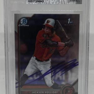 JACKSON HOLLIDAY SIGNED 2022 BOWMAN CHROME DRAFT BASEBALL CARD BECKETT BAS AUTO