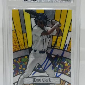 MAX CLARK SIGNED 2023 BOWMAN CHROME DRAFT GLASS ROOKIE CARD BECKETT BAS AUTO