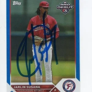 JARLIN SUSANA SIGNED 2023 TOPPS PRO DEBUT BLUE BORDER BASEBALL CARD AUTO /150