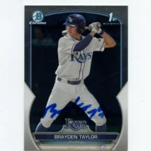 BRAYDEN TAYLOR SIGNED 2023 BOWMAN CHROME DRAFT CARD AUTO