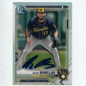 ALEX BINELAS SIGNED 2021 BOWMAN CHROME DRAFT REFRACTOR CARD AUTO