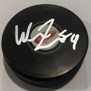 WILLIAM LAGESSON SIGNED DETROIT RED WINGS HOCKEY PUCK W/ CASE COA