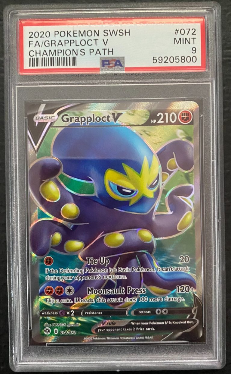 2020 POKEMON SWORD & SHIELD CHAMP'S PATH #072 FULL ART/GRAPPLOCT V PSA 9