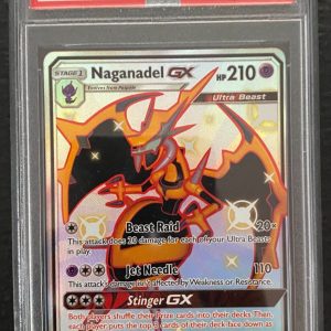 2019 Pokemon Sun & Moon Hidden Fates Naganadel GX Full Art FA Card #SV63 PSA 9