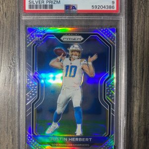 2020 Panini Prizm Justin Herbert Silver Prizm PSA 9