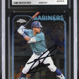JULIO RODRIGUEZ SIGNED 2024 TOPPS CHROME CARD #300 CGC AU JSA 9 AUTO
