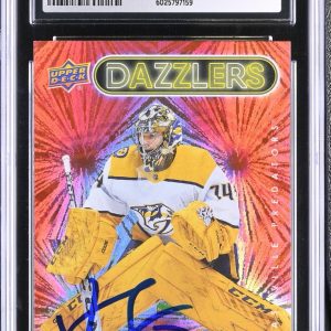 JUUSE SAROS SIGNED 2021-22 UPPER DECK RED DAZZLERS CARD #DZ-27 CGC 9 JSA 10 AUTO
