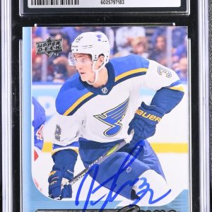 TAGE THOMPSON SIGNED 2017-18 UPPER DECK YOUNG GUNS CARD #228 CGC 8 JSA 10 AUTO
