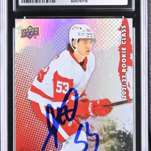 MORITZ SEIDER SIGNED 2021-22 UPPER DECK ROOKIE CLASS CARD RC16 CGC 8 JSA 10 AUTO