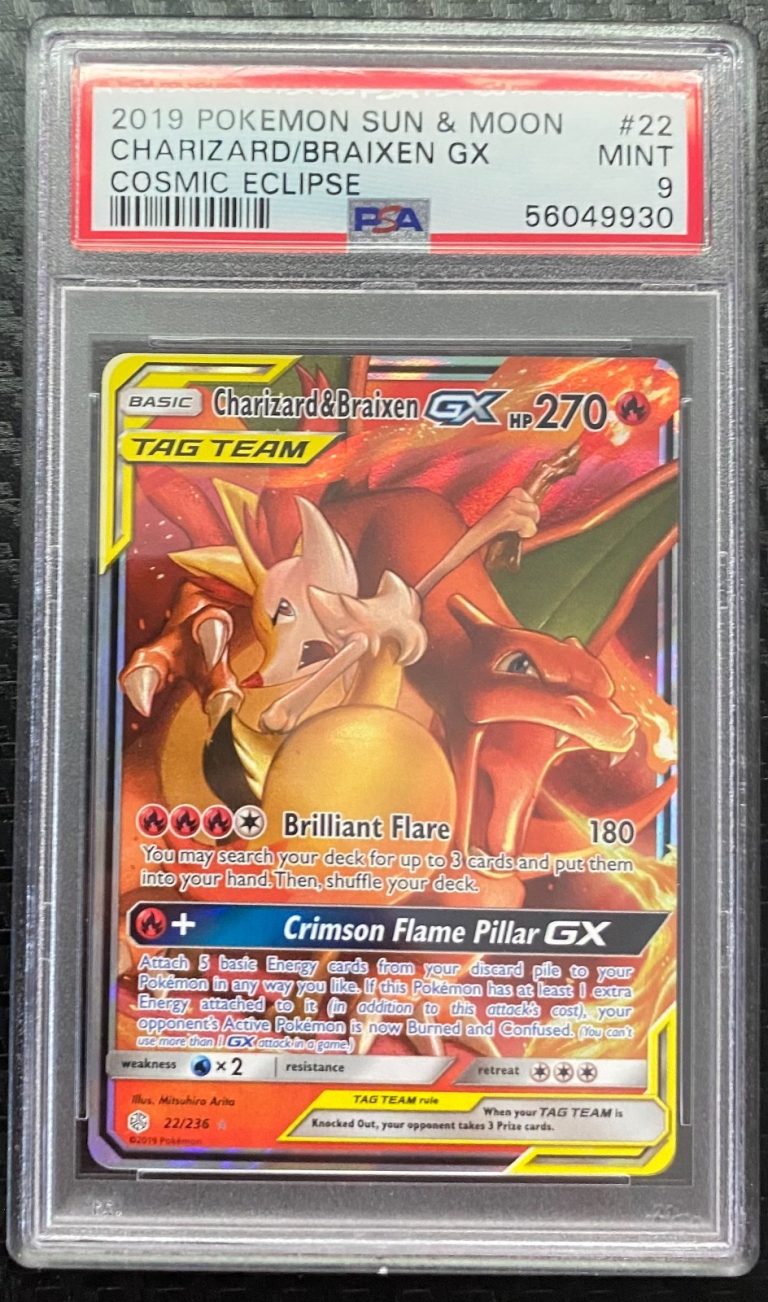 2019 Pokemon Sun & Moon Cosmic Eclipse #22 Charizard Braixen GX PSA 9