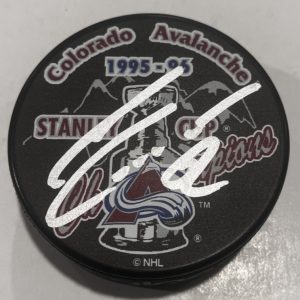 ADAM FOOTE SIGNED COLORADO AVALANCHE 1996 STANLEY CUP HOCKEY PUCK W/ CASE COA
