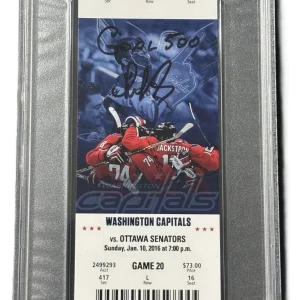 Alex Ovechkin Signed 2016 Jan 10 500th Goal Ticket POP 3 PSA 10 PSA/DNA 10