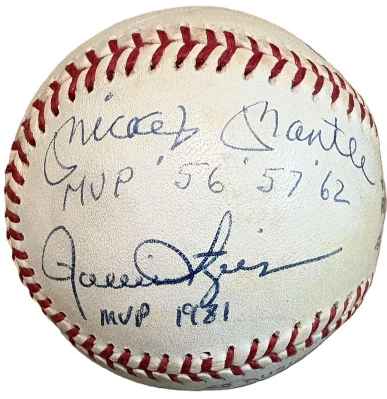AL MVP Mickey Mantle Robinson Rizzuto Signed Inscribed 56 57 62 OAL Baseball JSA