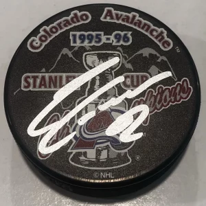 ADAM FOOTE SIGNED COLORADO AVALANCHE 1996 STANLEY CUP HOCKEY PUCK W/ CASE COA