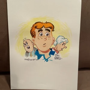 Archie Color Drawing  W/ Grandma + Pa Artwork By Stan Goldberg JSA Archie Comics