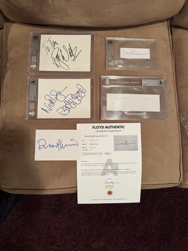 Fantastic Pink Floyd Signed Set x 5 David Roger Nick Richard Syd Beckett Slabbed