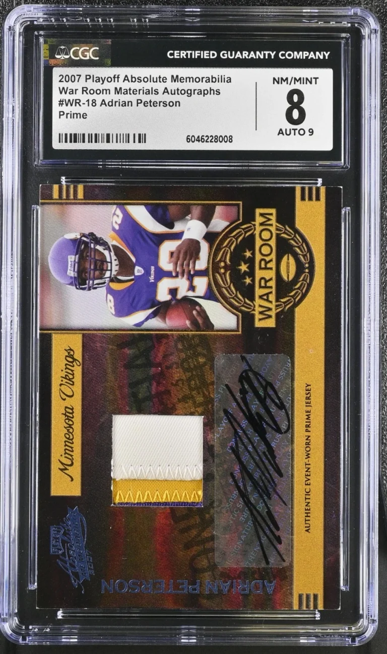 2007 Absolute Memorabilia War Room /5 Adrian Peterson Rookie Card - CGC 8 9 Auto