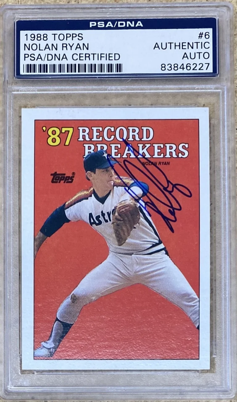Nolan Ryan Signed 1988 Topps #6 Record Breakers Card PSA PSA/DNA Authentic