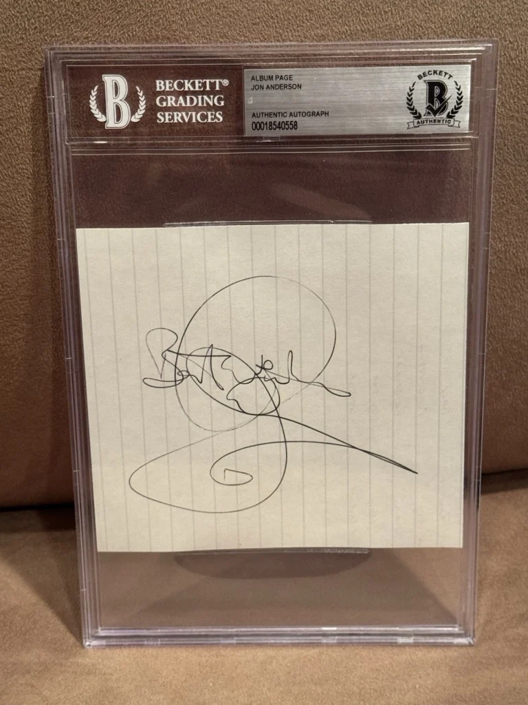Jon Anderson Yes Cofounder Signed Autographed Album Page Beckett Slabbed 1980