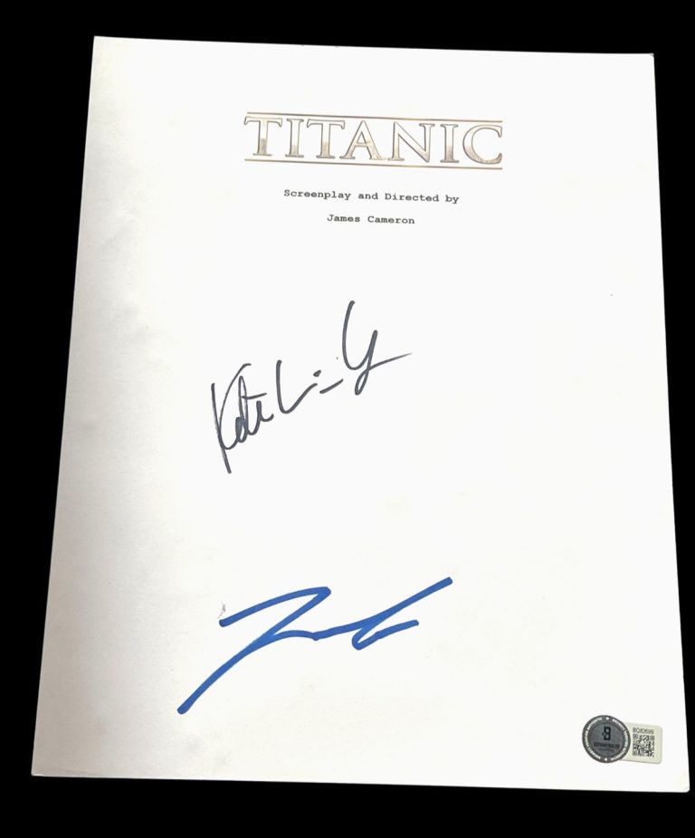 LEONARDO DICAPRIO KATE WINSLET SIGNED AUTOGRAPH MOVIE SCRIPT TITANIC BECKETT E