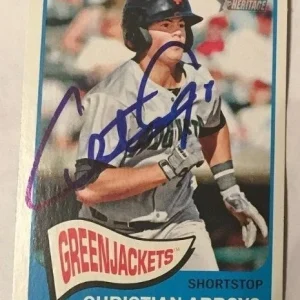 CHRISTIAN ARROYO SIGNED 2014 TOPPS HERITAGE MINORS PROSPECT ROOKIE CARD AUTO