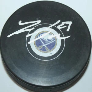 ZEMGUS GIRGENSONS SIGNED BUFFALO SABRES HOCKEY PUCK W/CASE COA