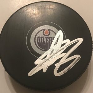 ADAM LARSSON SIGNED EDMONTON OILERS PUCK W/CASE COA