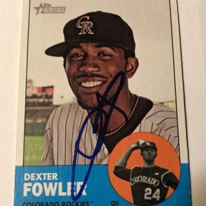 DEXTER FOWLER SIGNED 2012 TOPPS HERITAGE CARD AUTO