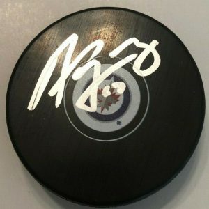 ADAM LOWRY SIGNED WINNIPEG JETS HOCKEY PUCK W/CASE COA