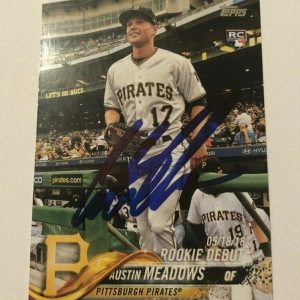 AUSTIN MEADOWS SIGNED 2018 TOPPS ROOKIE DEBUT CARD AUTO