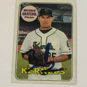 BRUSDAR GRATEROL SIGNED 2018 TOPPS HERITAGE MINORS ROOKIE CARD AUTO