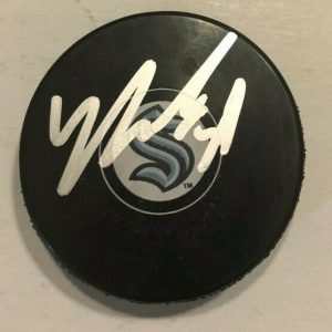 YANNI GOURDE SIGNED SEATTLE KRAKEN HOCKEY PUCK W/ CASE COA