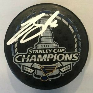 ZACH SANFORD SIGNED ST LOUIS BLUES 2019 STANLEY CUP HOCKEY PUCK W/ CASE COA
