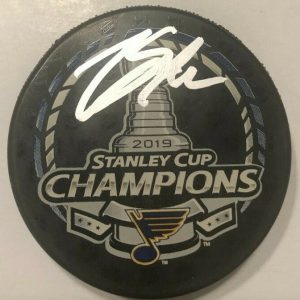 ZACH SANFORD SIGNED ST LOUIS BLUES 2019 STANLEY CUP HOCKEY PUCK W/ CASE COA