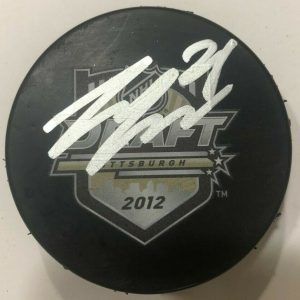 ZEMGUS GIRGENSONS SIGNED 2012 NHL DRAFT HOCKEY PUCK W/ CASE BUFFALO SABRES COA