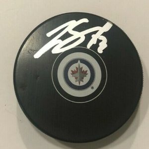ZACH SANFORD SIGNED WINNIPEG JETS HOCKEY PUCK W/ CASE COA